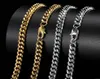 Chains Hip Hop Cuban Link Chain Necklace 18K Real Gold Plated Stainless Steel Metal For Men 4Mm 6Mm 8Mm Drop Delivery Jewelr Dhgar3610207