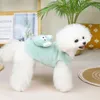 Vêtements de chien 2023 Rose Vert Polar Bear Sac à dos Gilet Chaud Chiot Vêtements Bichon Hiver Couleur Solide Bouton Split Chemise Fournitures Pour Animaux De Compagnie En Gros