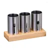 Kitchen Storage Flatware Holder Stainless Steel Cutlery Basket With Wooden Base Stand For Forks