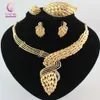 Llegada traje africano collar conjunto de joyas 18 K chapado en oro cristal boda mujeres accesorios nupciales joyería nigeriana Sets2200