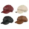 Bérets pour femmes hiver garder au chaud chapeaux décontracté artiste chapeau Simple couleur unie coréen Vintage Pu cuir béret à la mode casquette sauvage