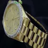 Marca nova qualidade dia-data presidente 18k relógio de ouro amarelo w ouro diamante dial moldura esporte masculino relógios de pulso automático mens289m