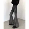 Jeans pour hommes High Street Noir Gris Dégradé Lavable Hommes Automne Mode Design De Qualité Avec Bords Bavures Jambes Larges Pantalon Flare