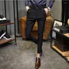 Mäns kostymer 2023 Spring Autumn Casual Pants Men Business Stretch Slim Elastic midjejoggare koreanska klassiska svarta byxor Male Z147