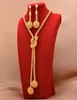 Ohrringe Halskette 24k afrikanisches vergoldetes Schmuckset für Frauen Perlenring Dubai Brautgeschenke Hochzeit Collares Schmuckset8981433