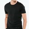 Мужские костюмы B4440 Рубашки Быстросохнущие спортивные мужские рубашки для отдыха Черные с короткими рукавами Повседневная футболка из ледяного шелка Однотонная свободная футболка с круглым вырезом