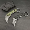 Karambit Claw Knife G10 Handle 7cr13mov Stonewash Fixed Blade Mini EDC Pocket Knives Outdoor Tactical Survival Tool Kydex Sheath 962