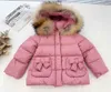 Down Coat Kids Baby Girls Clothes Bow Pocket Pink and Sweet Jacket Högkvalitativ vit Duck