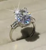 Anelli con diamanti simulati in argento sterling 925 con taglio ovale 4CT per le donne Set di anelli di fidanzamento eterno Regalo di alta gioielleria di marca1875454