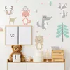 Autocollants muraux de dessins animés d'animaux de la forêt, arbres, ours, cerf, renard, pour chambre d'enfants, sparadrap muraux pour chambre de bébé, autocollants décoratifs pour la maison