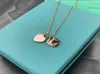 Kedja Original Blue Gift Box 925 Silver Classic Love Pendant Necklace Double Hearts Pendant Jewelry Designer 1: 1 Högkvalitativ O66D8776125