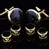 Ny manschettknappar Collar Studs Cuff Links Tuxedo 6st Set Lawyer Cuffs French Black Scumble Gemelos 497215R