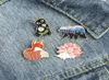 Broches esmaltados de animais de desenho animado de gato preto para mulheres moda vestido casaco camisa demin broche engraçado de metal emblemas 8315157