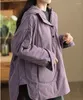 여자 트렌치 코트 2023 겨울 레이디 파카스 코튼 패딩 단색 포켓 레트로 느슨한 풀 오버 패션 따뜻한 겉옷 코트 여성