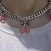 Chaînes Tempérament Rose Petite Cerise Pendentif Collier Simple Clavicule Chaîne Pour Femme N2UE