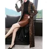 Женские плащи, леопардовое пальто с длинным рукавом, женское пальто 2023, весна-осень, модная элегантная женская повседневная ветровка Lu2005