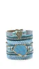 Bracciale in pelle color oro giallo chiaro forma irregolare con turchesi blu pietra per catena a maglia di gioielli da donna7103564