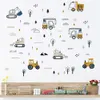 Elle Çizilmiş Sevimli Arabalar Kargo Kamyon Duvar Etiketleri Çocuk Oda Arabaları Elemanları Bebek Genç Oda Duvar Çıkartmaları Oyun Odası Anaokulu Kreş