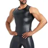 Cintura Tummy Shaper mejorado para hombre que forma el chaleco de entrenamiento de cuero artificial camiseta sin mangas avanzada forma ultra delgada conjunto de pecho camisa 231213