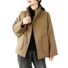 Trench da donna Stile giapponese Colletto alla coreana Imbottito in cotone Addensare Allentato Autunno Inverno Pane Piumino Moda Donna Capispalla Casual Parker