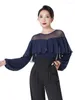 Stage Wear 2023 Women's Ballroom Latin Leotard Long-sleeved Professional Waltz Dancing Practice Top F1103