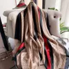 2024 NY CASHMERE SCARF Simulerad Silk Autumn Printed Plain Collar Women's East Gate Korean Edition Seasonal Universal Long