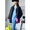 Women's Trench Coats MICOCO Y9938C Korean Version Of Casual Simple Quilted Cotton Contrast Color Loose Wool Jacket