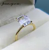 PANSYSEN WHITEYBALELROSE GOLD CARLUM Luxus 8x10 mm Emerald Cut AAA Zirkonringe für Frauen 100 925 Sterling Silber Fine Schmuck 28265638