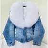 Kobiety FUR FUAX 2023 Winter Down Women Kurtki Realut Płaszcz Moda Naturalny kołnierz Odłączona jeansowa gęś Wewnętrzna linijka 231213