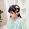 Haarspeldjes Roze Kleur Meisje Clip Vintage Hanfu Bloem Fan Baby Kwastje Vrouwen Haarspeld