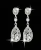 Shining Fashion Crystals Studs örhängen dinglar Silver Rhinestones Long Drop Earring For Women Iced Out Bridal Jewelry 5 Colors Lu3288500