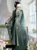 Ethnische Kleidung Hanfu Dres Chinesische Traditionelle Vintage Weibliche Halloween Cosplay Kostüm Gedruckt Grün 3 stücke Sets Plus Größe XL 231212