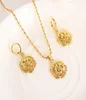 Solid Gold Filled Vintage Flower Rose Jewelry Set Pendant Halsband Womenfrican Jewelry Wedding Bridal Charms Party Mother4543495