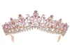 Corona di tiara da sposa cristallina rosa rosa rosa barocca con pagant per pageant a fascia per matrimoni Accessori per capelli 2110064596840