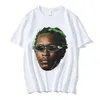 24ss Summer Pure Cotton T-shirt for Men's Hip Hop American Rap Singer Portrait Print Trendy Brand Short Sleeves