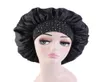 Ny Big Satin Elasticitet Bekväm bredbörd Silkeslen Rhinestone Hair Sleeping Hat Bonnets Cap Care Bonnet Night Caps för Wome6554298