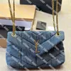 Women LouLou Puffer Handbags Designer Shoulder Bag Denim Y Purses Luxury Letter Girls Handbag Fashion Shopping Bag Brand Female Bag 3 Colors