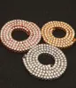 1 fila de cadenas de tenis, collar de diamantes de imitación para hombres, 3mm, 4mm, 5mm de ancho, gargantilla plateada, negra, rosa, dorada, Hiphop, Bling3090083