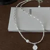 Länk armband silver färg pärlor bambu knutar armband halsband för kvinnor flicka enkla koreanska smycken set födelsedagspresent