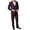 Herrdräkter stevditg smart casual pruple 3 stycke jacka byxor Vest Slim Fit Single Breasted Notch Lapel Formal Business Costume