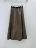 Skirts Spring And Autumn Wool Long Half Skirt High Quality Fabric Heavy Industry Splicing Folding Delivery Waist Bag