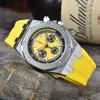 Marca de moda Relojes de pulsera Reloj para hombre y mujer Relojes de cuarzo de calidad Clásicos Royal Oak Bisel hexagonal Reloj de pulsera multifuncional Correa de goma Relojes deportivos 9009