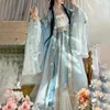 Abbigliamento etnico Hanfu Dres sfumato blu ricamo floreale tradizionale cinese abito vintage imposta costume cosplay di carnevale femminile 231212