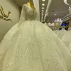 Stunningbride 2024 Exquisite Shiny Sexy V-Neck Appliques Lace Long Sleeve Ball Gown Wedding Dress Luxury Beaded Princess Bridal Gown