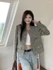 Women's Jackets Korean Tweed Jacket Women Spring Autumn Single Breasted Streetwear Outerwear Stand Collar Coat Fashion Vintage Chaqueta