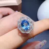 Anéis de cluster Kjjeaxcmy jóias finas 925 prata esterlina incrustada natural azul topázio feminino requintado estilo ol flor oval ajustável gem