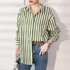 Kvinnors blusar damer mode casual stripe skjortor blus kvinnor toppar kvinna knapp upp skjorta kvinnliga flickor långärmad kläder bvy3232