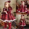 Robes de fille 2023 Noël Enfant Enfants Bébé Fille Princesse Robe Rouge Plaid Volants Dentelle Tutu Enfants Manches Bouffantes Noël 1 6Y 231212