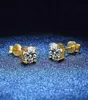 RealColor VVS Moissanite Stud Sterling Silver 2Ct Diamond Wedding Earrings 14k Yellow Gold Jewelry Women Earring3305340