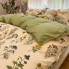 Conjuntos de cama Conjunto de cama romântico conjunto floral ins estilo edredão folha plana com fronhas única rainha tamanho completo meninos meninas roupa de cama coreana 231212